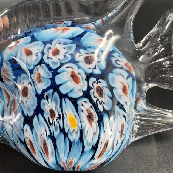 Vintage Venetian Glass Fish Figurine Paperweight With Heavy Millefiori Glass VTG - Picture 7 of 11